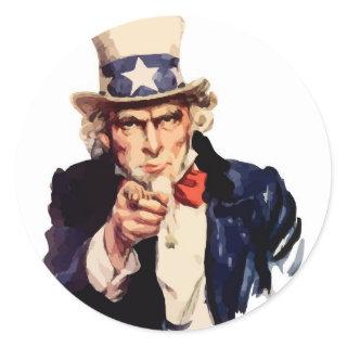 Uncle Sam Vector Classic Round Sticker