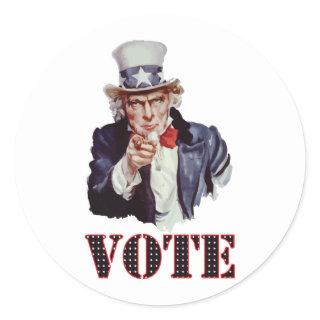 Uncle-Sam---Vote Classic Round Sticker