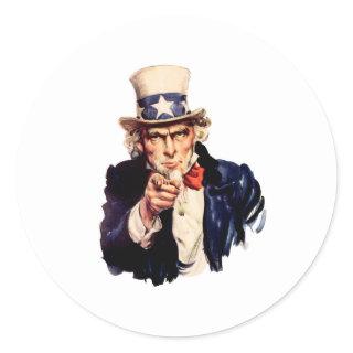 Uncle Sam Wants You! Classic Round Sticker
