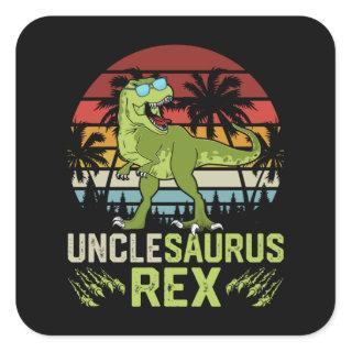 Unclesarurus Rex | Cool Retro Dinosaur Design Square Sticker