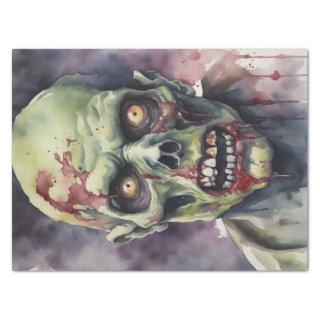 Undead Elegance: Watercolor Zombie Face Decoupage Tissue Paper