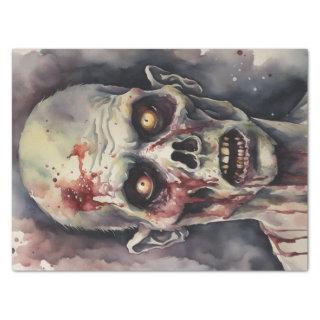 Undead Elegance: Watercolor Zombie Face Decoupage Tissue Paper