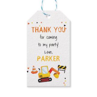 Under Construction Birthday Thank You Gift Tags