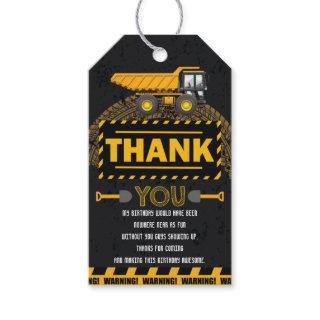 Under Construction Excavator Birthday Thank you Gift Tags