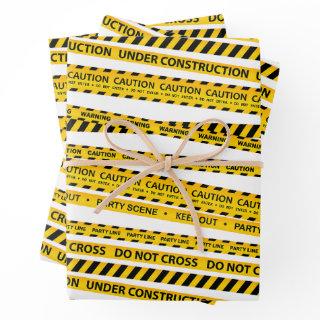 Under Construction Party Caution Line Pattern Gift  Sheets