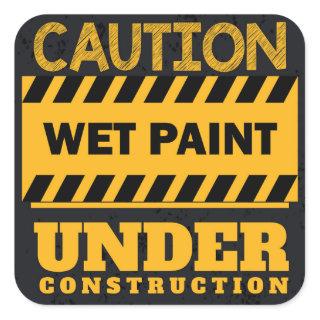 Under Construction Wet Paint Sign Square Sticker