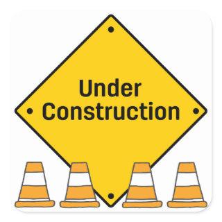 Under Construction with Cones Square Sticker