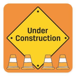 Under Construction with Cones Square Sticker