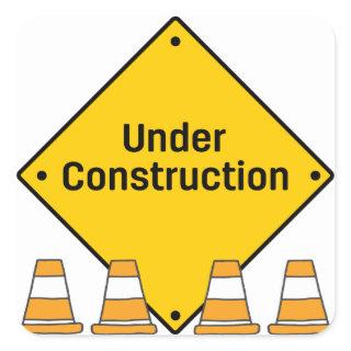 Under Construction with Cones Square Sticker