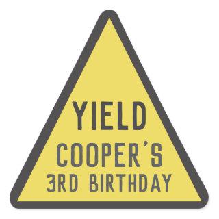 Under Construction Yield Sign Any Age Birthday Triangle Sticker