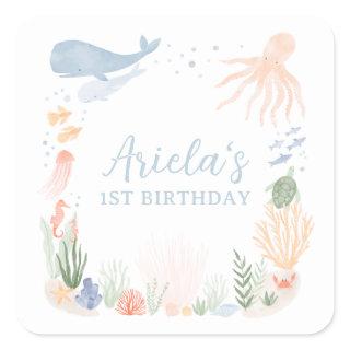 Under the Sea Birthday Party Square Sticker