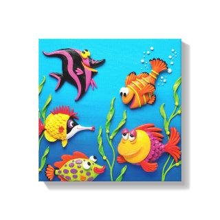Under the Sea Fish Baby Boy Shower Nursery Canvas Print