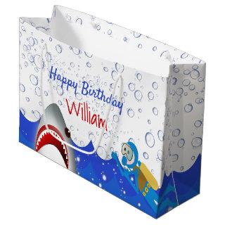 Under the sea shark birthday party boys large gift bag