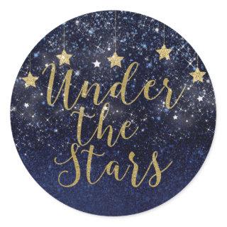 Under The Stars Starry Night Gold Blue Party Favor Classic Round Sticker