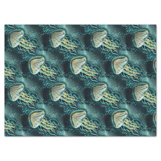 Underwater Jellyfish Teal Tissue Paper