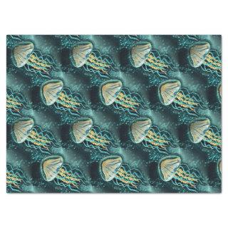 Underwater Jellyfish Teal Tissue Paper