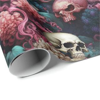 Underwater Skulls with Coral and Floral Scene