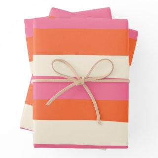 Uneven Stripes - Pink, Orange and Cream  Sheets