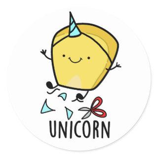 Uni-corn Funny Corn Pun  Classic Round Sticker