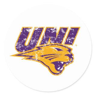 UNI Panthers Logo Distressed Classic Round Sticker