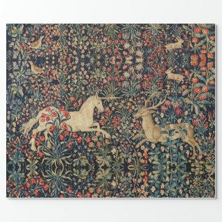 UNICORN AND DEER,FLOWERS, FOREST ANIMALS Floral