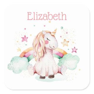 Unicorn and Rainbow Square Sticker
