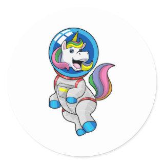 Unicorn as Astronaut in Space Classic Round Sticker