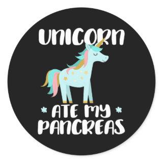 Unicorn Ate My Pancreas - Cute Diabetic Unicorn Wa Classic Round Sticker