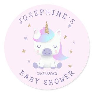 Unicorn Baby Shower Magical Classic Round Sticker