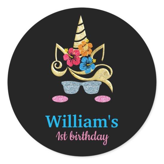 Unicorn Birthday Classic Round Sticker