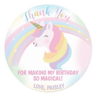 Unicorn Birthday Party Favor Stickers