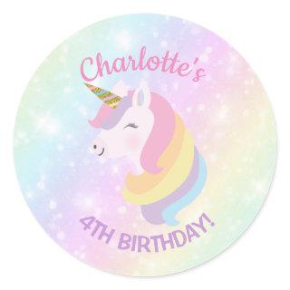 Unicorn Birthday Party Favor Stickers