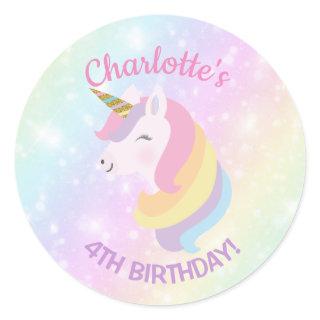 Unicorn Birthday Party Favor Stickers