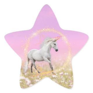 Unicorn Birthday Party Pink and Lavender Star Sticker