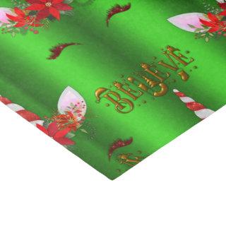 Unicorn Christmas Believe Green Tissue Paper