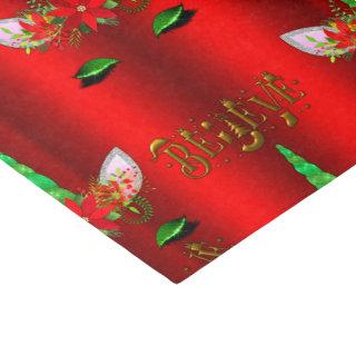 Unicorn Christmas Believe Red Tissue Paper