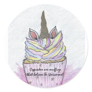 Unicorn cupcake sticker