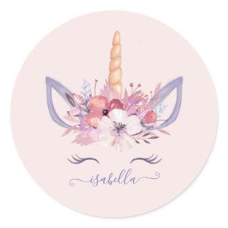 Unicorn floral watercolor birthday sticker