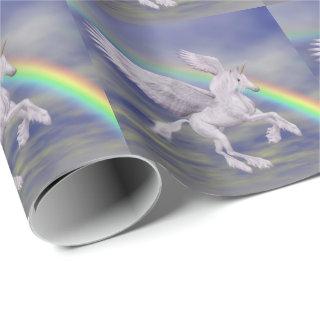 Unicorn Flying Over Rainbow Animal Art