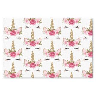 Unicorn Gold Pink Floral Cute Trendy Tissue Paper