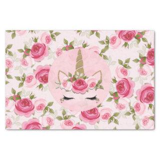 Unicorn Gold Pink Floral Roses Cute Trendy  Tissue Paper