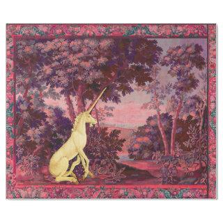 UNICORN IN WOODLAND LANDSCAPE,TREES,PINK BLUE