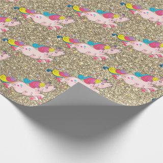 Unicorn Kawaii Rainbow Metallic Gold Glitter