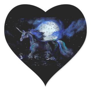 Unicorn Moon Horse Equine Pegasus Purple Blue Cute Heart Sticker