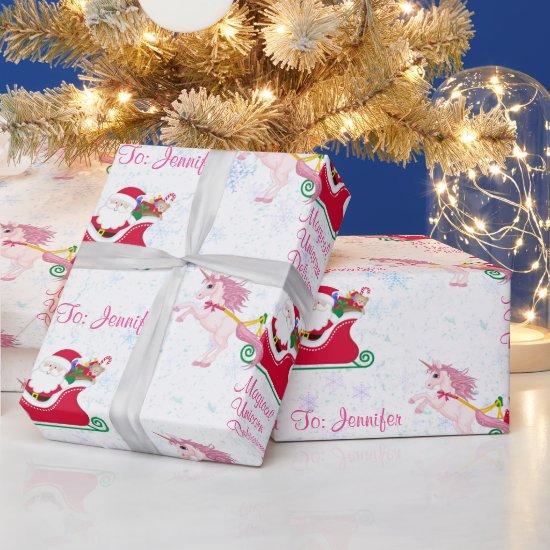 Unicorn Name Santa Magical Sleigh Add Girl's Gift