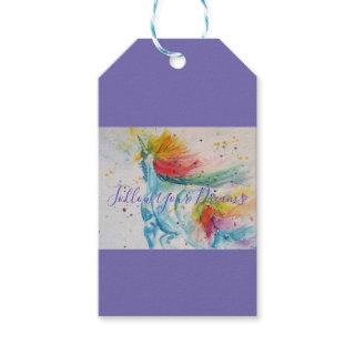 Unicorn Painting Follow Your Dreams Watercolour Gift Tags
