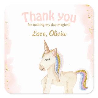 Unicorn pastel gold glitter Birthday favor tag