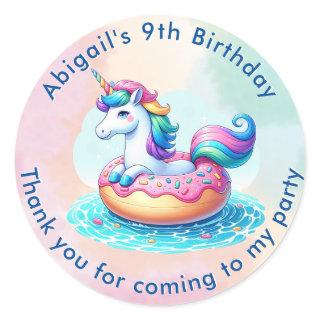 Unicorn Pool Party Birthday Sticker