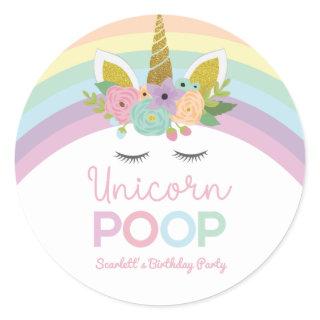 Unicorn Poop Rainbows Birthday Party Treat Classic Round Sticker