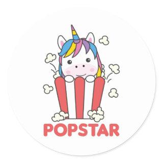 Unicorn Popcorn Whats Poppin Funny PopStar Classic Round Sticker